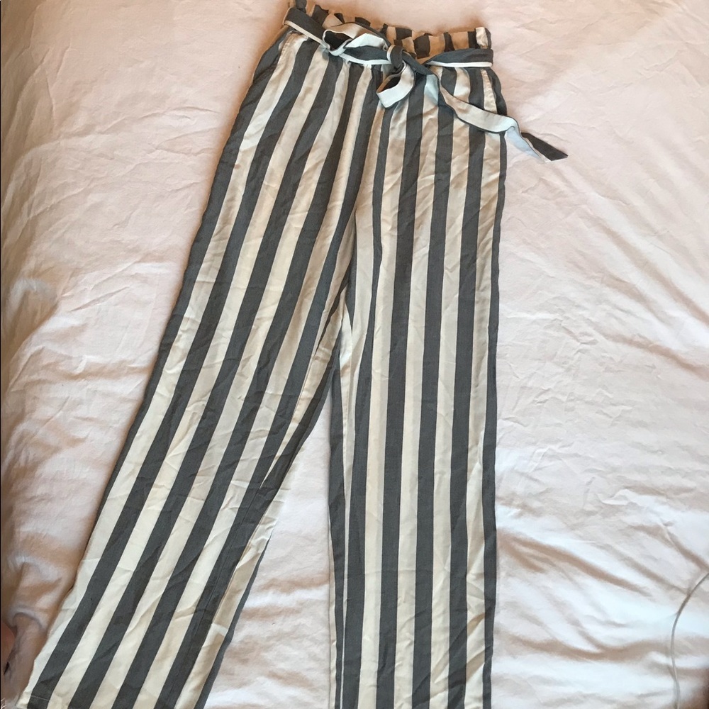American Eagle Striped tie waist pants